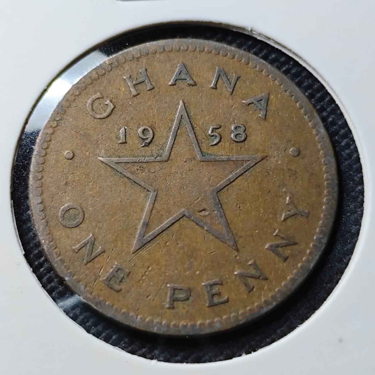 KK钱币收藏小铺  第368场  2月预留时间 周末发货  1958加纳1便士铜币