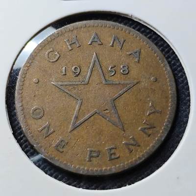KK钱币收藏小铺  第368场  2月预留时间 周末发货 -  1958加纳1便士铜币