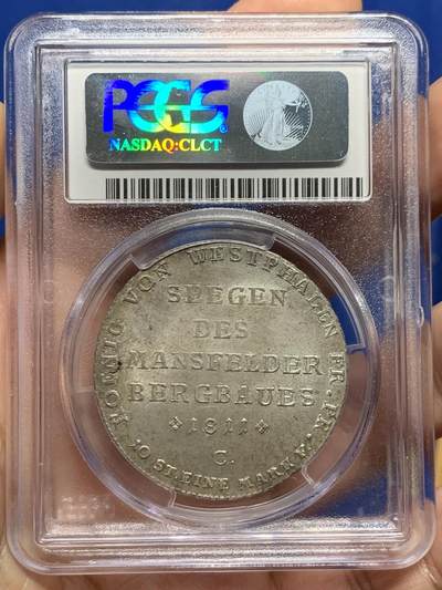 《竞宝斋》第437场 周日，周一2场连拍 （全场包邮） PCGS MS62 德国威斯特伐利亚 1811年-C（卡塞尔）热罗姆·波拿巴（拿破仑幼弟）矿业泰勒大银币 冠军分 极少见品种 60分克书标价2250美元