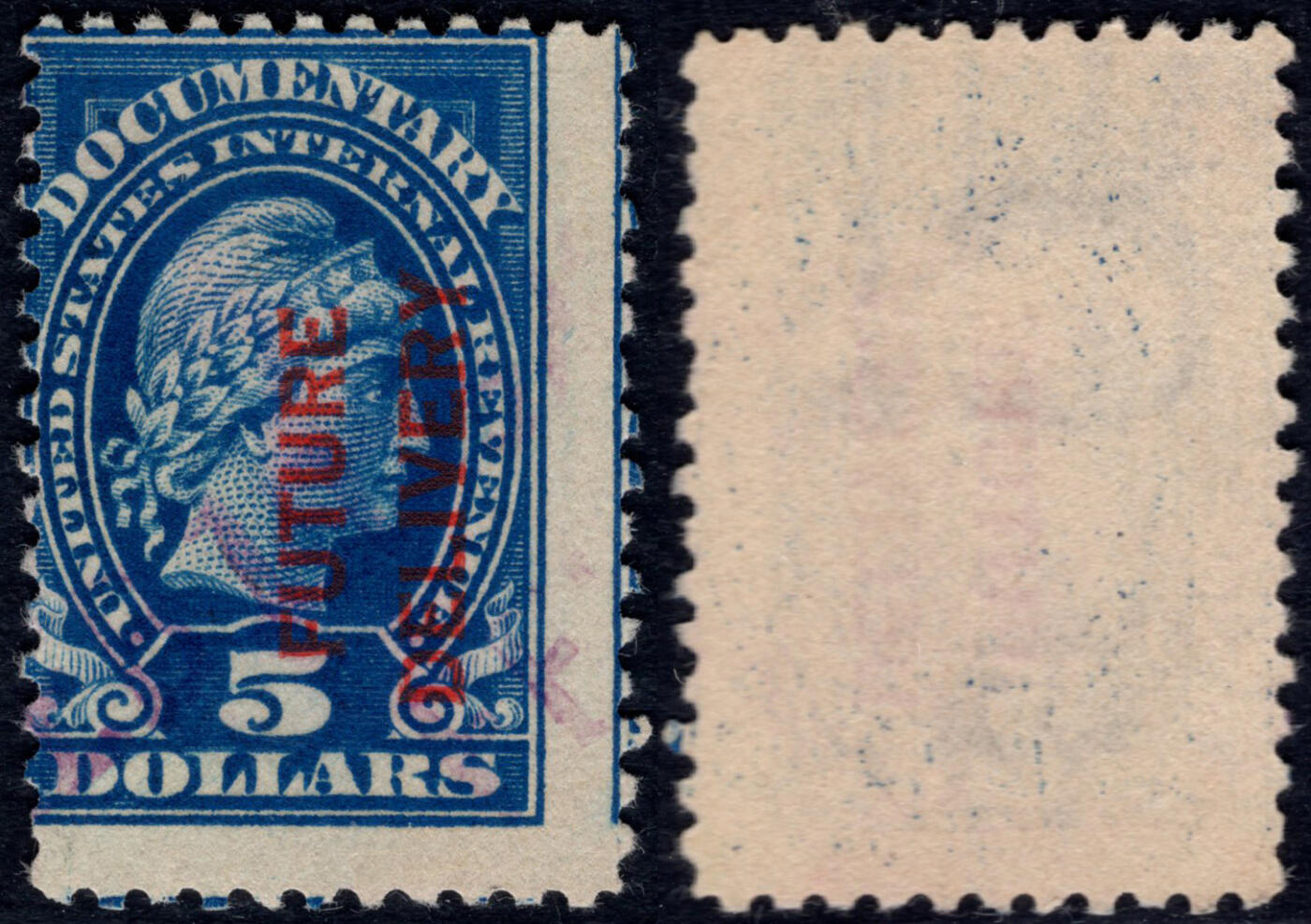 洪涛臻品批发群 精选邮票限时拍卖第1170期  美国古典税票 高值$5美元 齿孔右移入图! 好品
