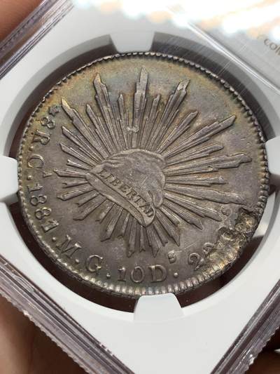 《竞宝斋》第437场 周日，周一2场连拍 （全场包邮） NGC AUD 墨西哥鹰洋 1881CA MG稀少年份厂别，羽毛清晰完整 五彩好状态