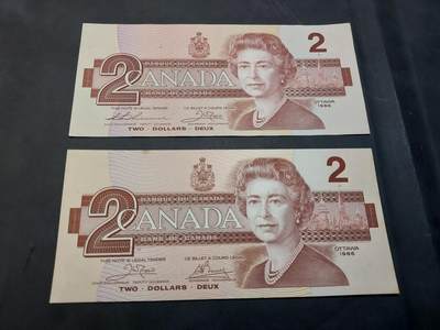博彦收藏  11月15日 8点 钱币专场 - 加拿大女皇2元2张 9品左右