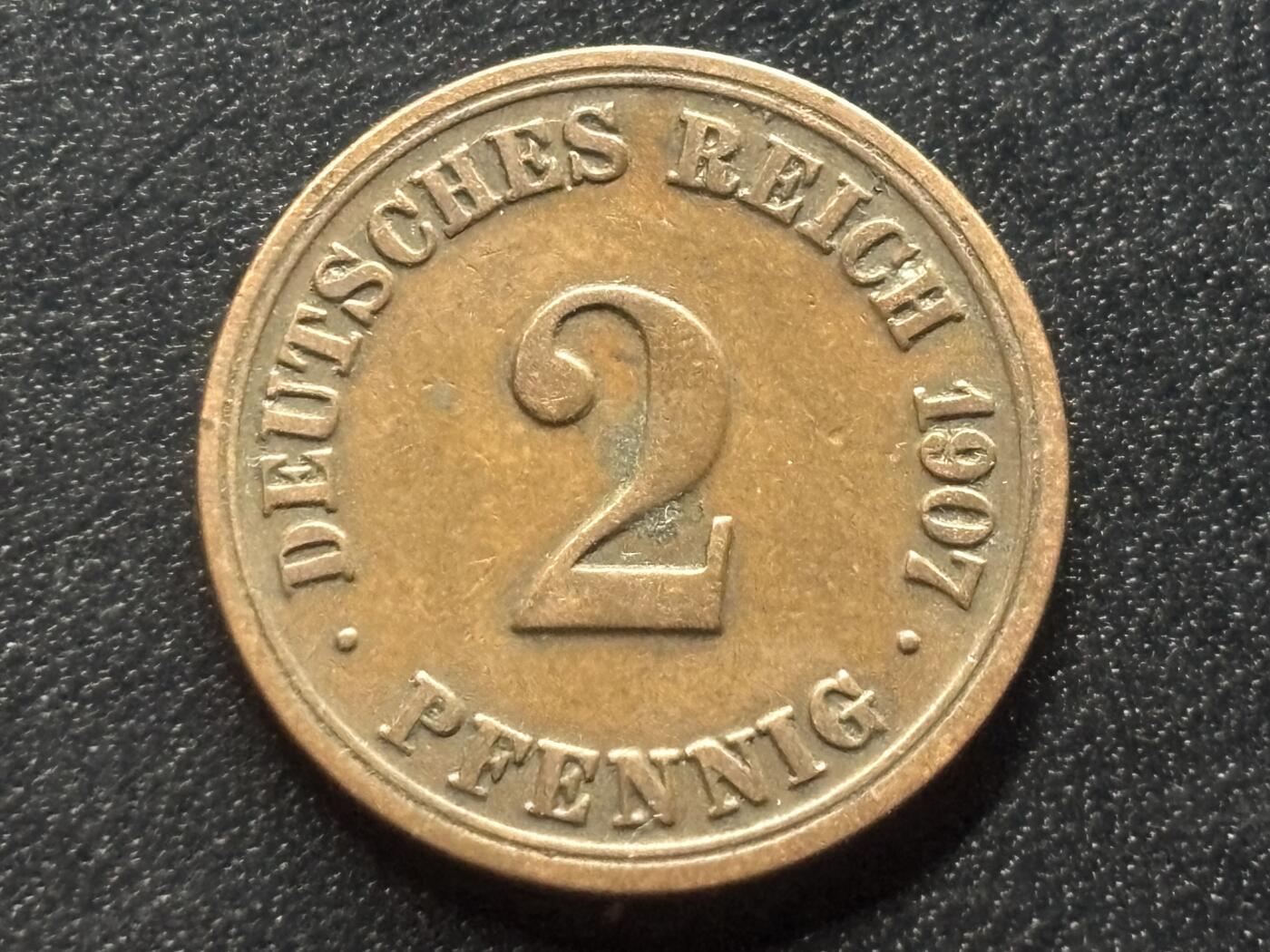 邮泉阁限时拍卖第三十五场 德国硬币专场（硬币在国外。请付邮费6元。） 德意志帝国1907年2芬尼A版