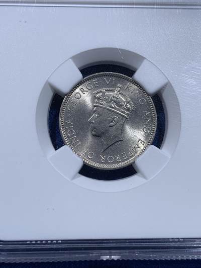 《竞宝斋》第437场 周日，周一2场连拍 （全场包邮） NGC MS65 香港1937年乔治六世一毫 少见品种 季军分 更高分仅7枚