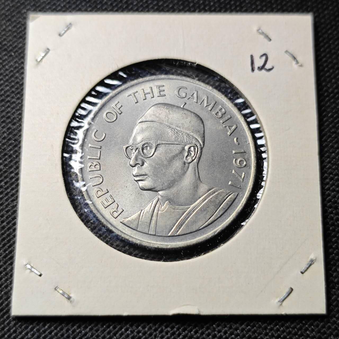 KK钱币收藏小铺  第368场  2月预留时间 周末发货  1971冈比亚50分 好品