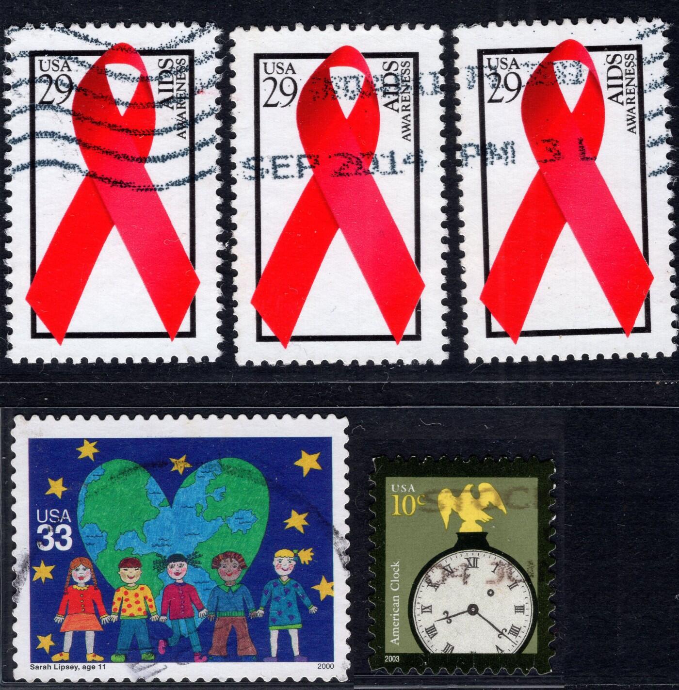 洪涛臻品批发群 精选邮票限时拍卖第1164期  美国 艾滋病1全 3套一起，及心形儿童画等 ，信销好品