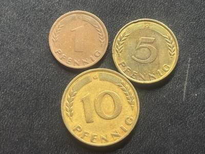 邮泉阁限时拍卖第三十五场 德国硬币专场（硬币在国外。请付邮费6元。） 西德（联邦德国）1950年G版3枚