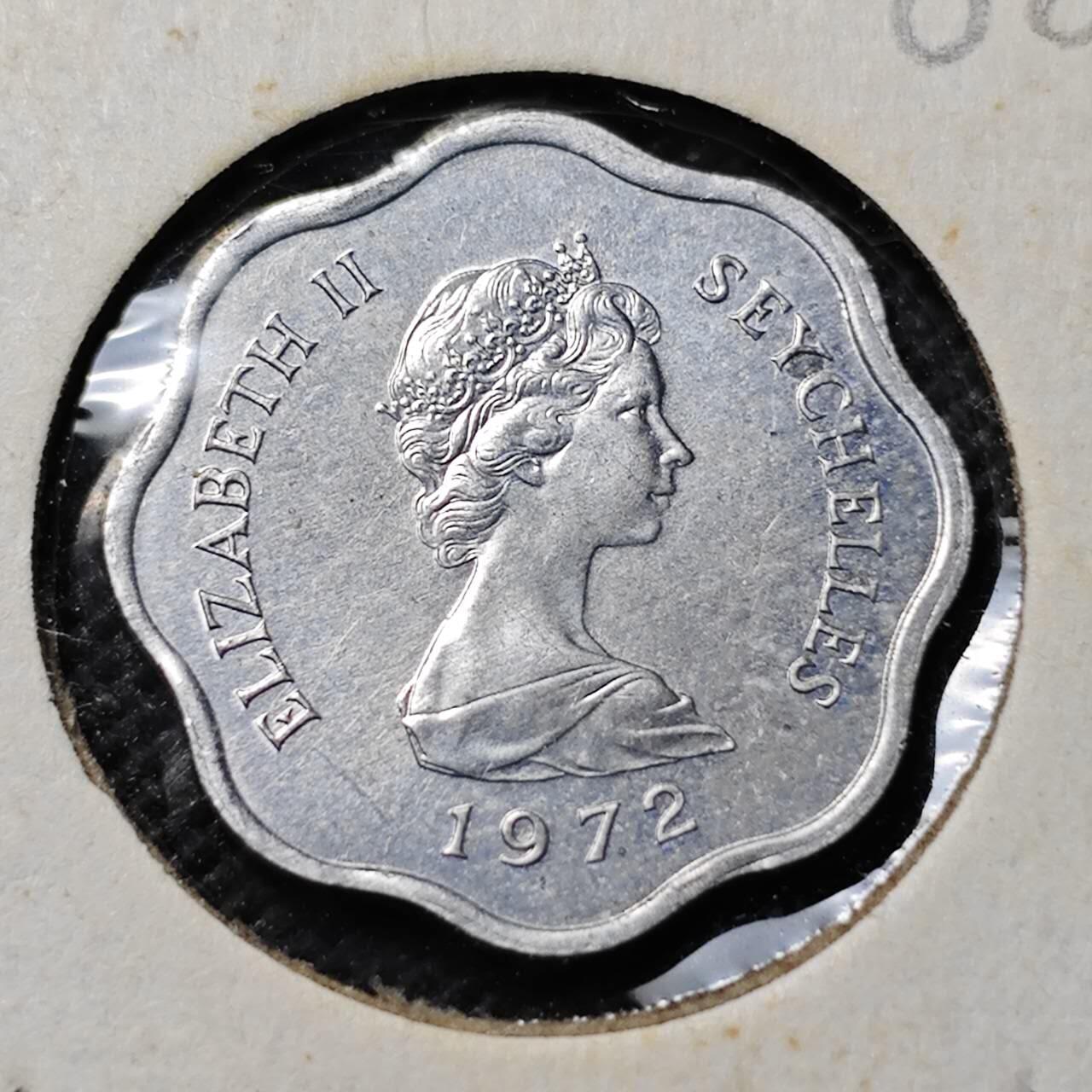 KK钱币收藏小铺  第368场  2月预留时间 周末发货  1972塞舌尔2分纪念币