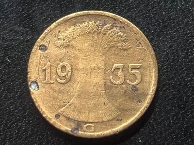 邮泉阁限时拍卖第三十五场 德国硬币专场（硬币在国外。请付邮费6元。） - 德国魏玛共和国帝国马克1935年1芬尼G版