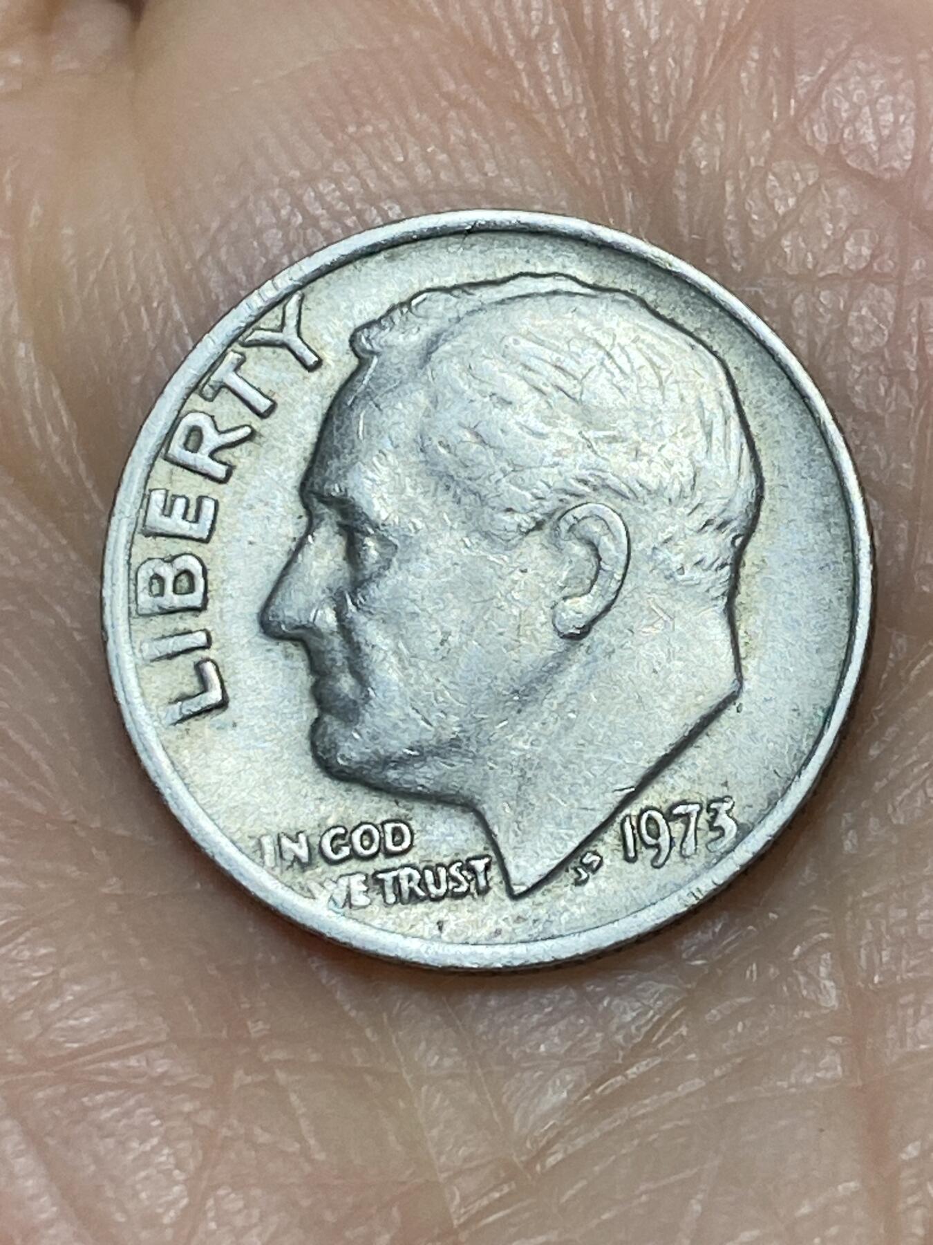 2025年第一百二十七场(总第一百五十三场）外国好品章牌、散币(免佣金) 美国🇺🇸1973年1角(罗斯福1角第二版，无标版)