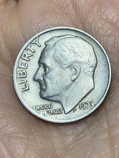 2025年第一百二十七场(总第一百五十三场）外国好品章牌、散币(免佣金) - 美国🇺🇸1973年1角(罗斯福1角第二版，无标版)