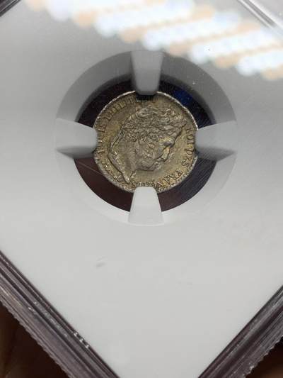 《竞宝斋》第437场 周日，周一2场连拍 （全场包邮） NGC MS62 法国 1837年 查理十世 1/4F 银币 少见小面值银币