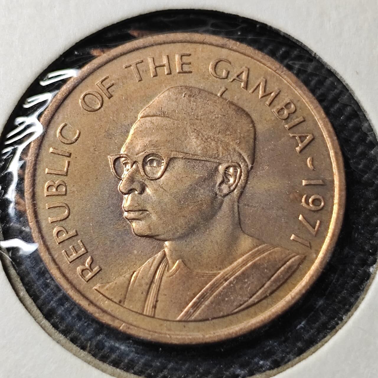 KK钱币收藏小铺  第368场  2月预留时间 周末发货  1971冈比亚5分 好品