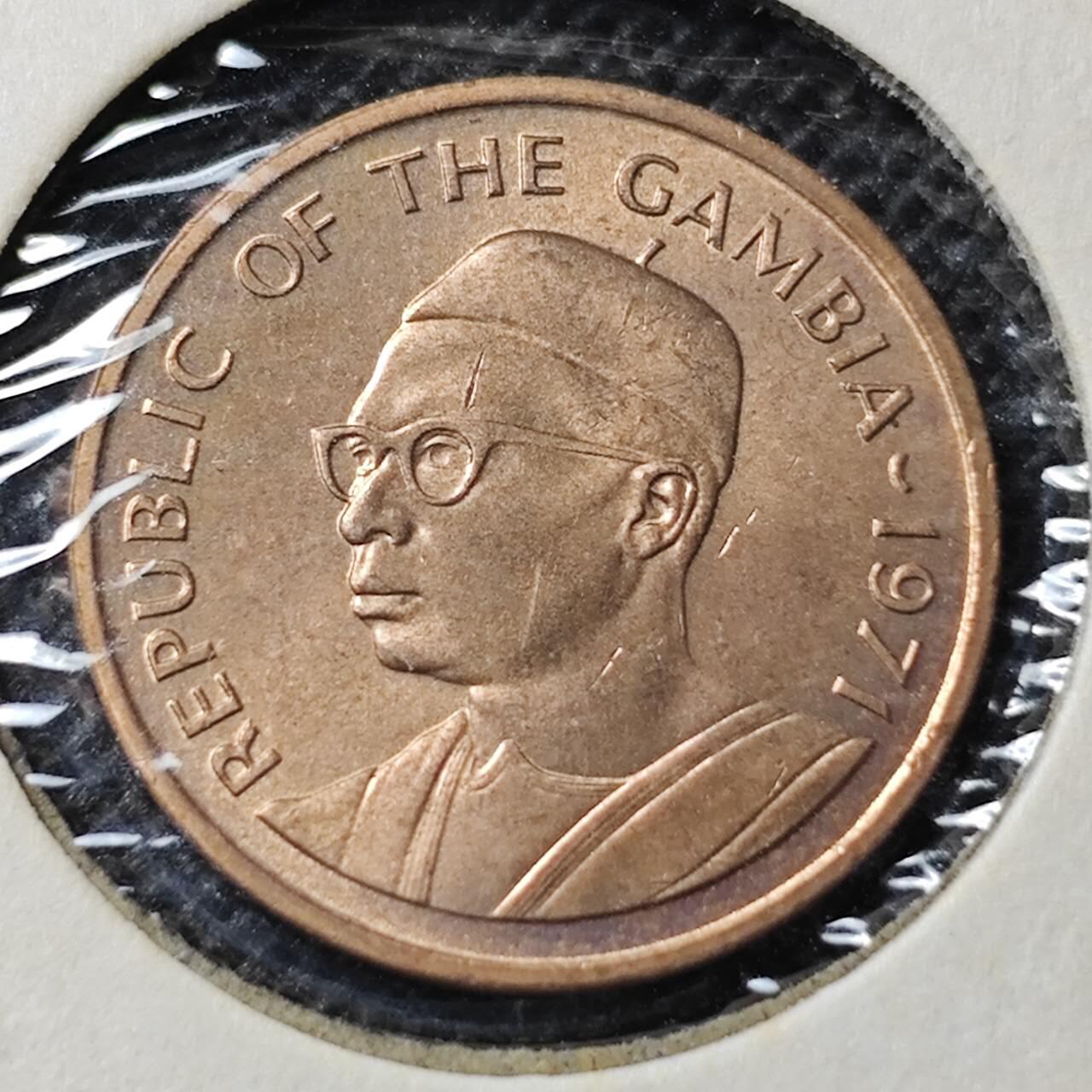 KK钱币收藏小铺  第368场  2月预留时间 周末发货  1971冈比亚1分铜币 好品