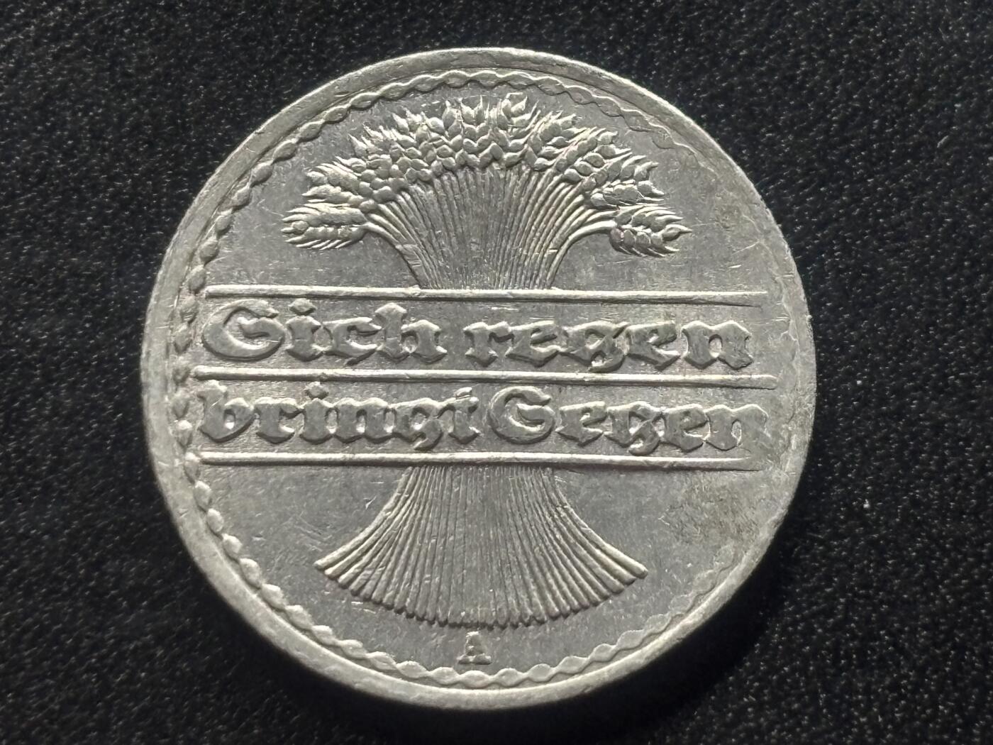 邮泉阁限时拍卖第三十五场 德国硬币专场（硬币在国外。请付邮费6元。） 德国魏玛共和国1920年50芬尼A版