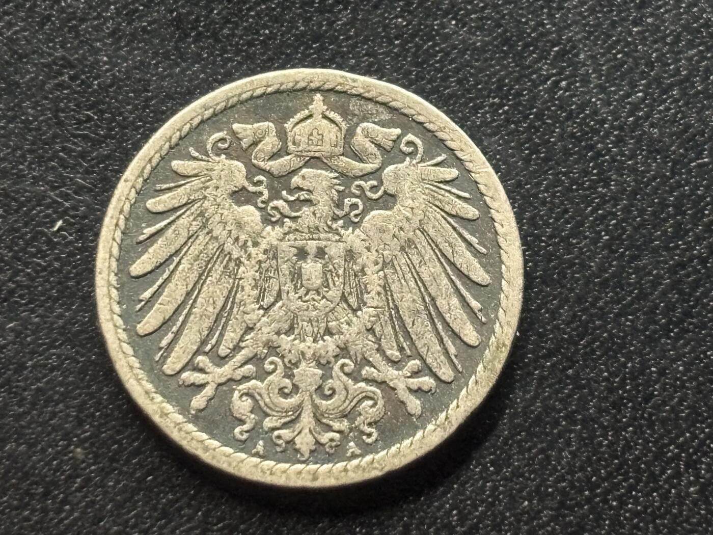 邮泉阁限时拍卖第三十五场 德国硬币专场（硬币在国外。请付邮费6元。） 德意志帝国1899年5芬尼A版