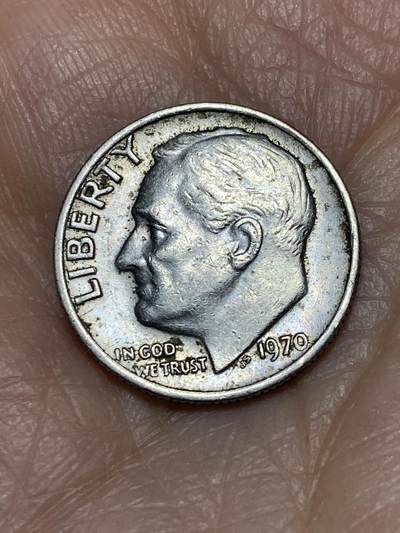 2025年第一百二十七场(总第一百五十三场）外国好品章牌、散币(免佣金) - 美国🇺🇸1970年1角(罗斯福1角第二版，无标版)