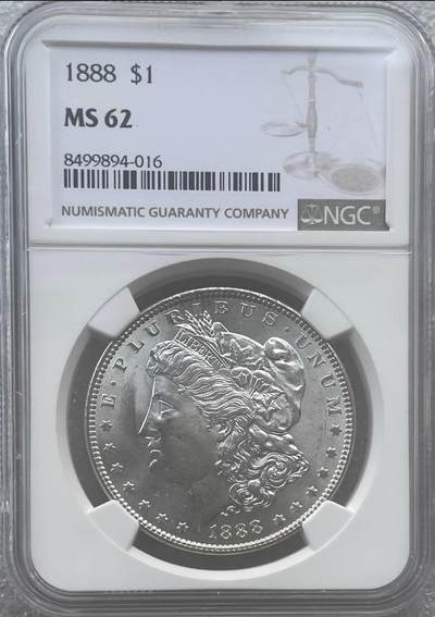 世界钱币专场拍卖 每周二开拍 - NGC MS62分1888年美国摩根女神一美元银币