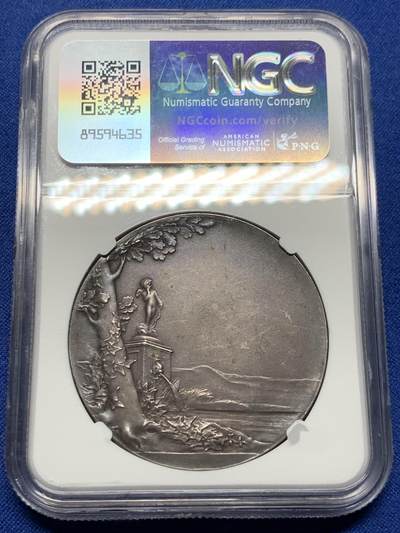 《竞宝斋》第437场 周日，周一2场连拍 （全场包邮） NGC MS61 银质婚章 ”真爱永恒“罗蒂名章，稀少无刻字版。可以作为朋友、家人刻字结婚、或者结婚纪念用。不可多得，非常特别的礼物。41mm，丰饶角边铭。