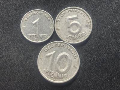 邮泉阁限时拍卖第三十五场 德国硬币专场（硬币在国外。请付邮费6元。） 东德（德意志民主共和国）1948年3枚