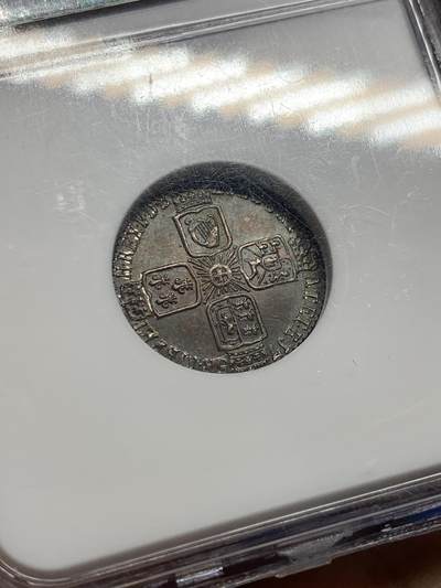 《竞宝斋》第437场 周日，周一2场连拍 （全场包邮） NGC MS63 英国 1758年 乔治二世末年六便士银币 双面原味深彩包浆 镜面感十足 没有黑麻子 全深打 值得关注