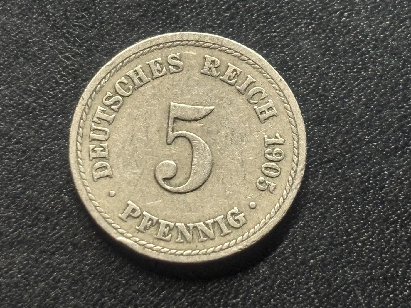 邮泉阁限时拍卖第三十五场 德国硬币专场（硬币在国外。请付邮费6元。） 德意志帝国1905年5芬尼A版