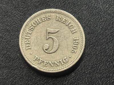 邮泉阁限时拍卖第三十五场 德国硬币专场（硬币在国外。请付邮费6元。） - 德意志帝国1905年5芬尼A版