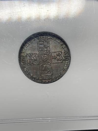 《竞宝斋》第437场 周日，周一2场连拍 （全场包邮） NGC MS63 英国 1758年 乔治二世末年六便士银币 双面原味深彩包浆 镜面感十足 没有黑麻子 全深打 值得关注