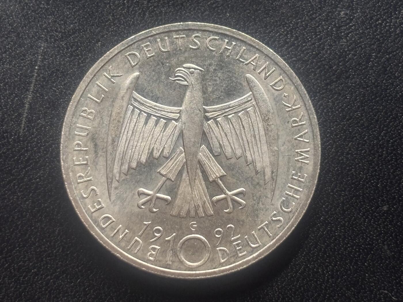 邮泉阁限时拍卖第三十五场 德国硬币专场（硬币在国外。请付邮费6元。） 德国联邦共和国1992年10马克纪念银币