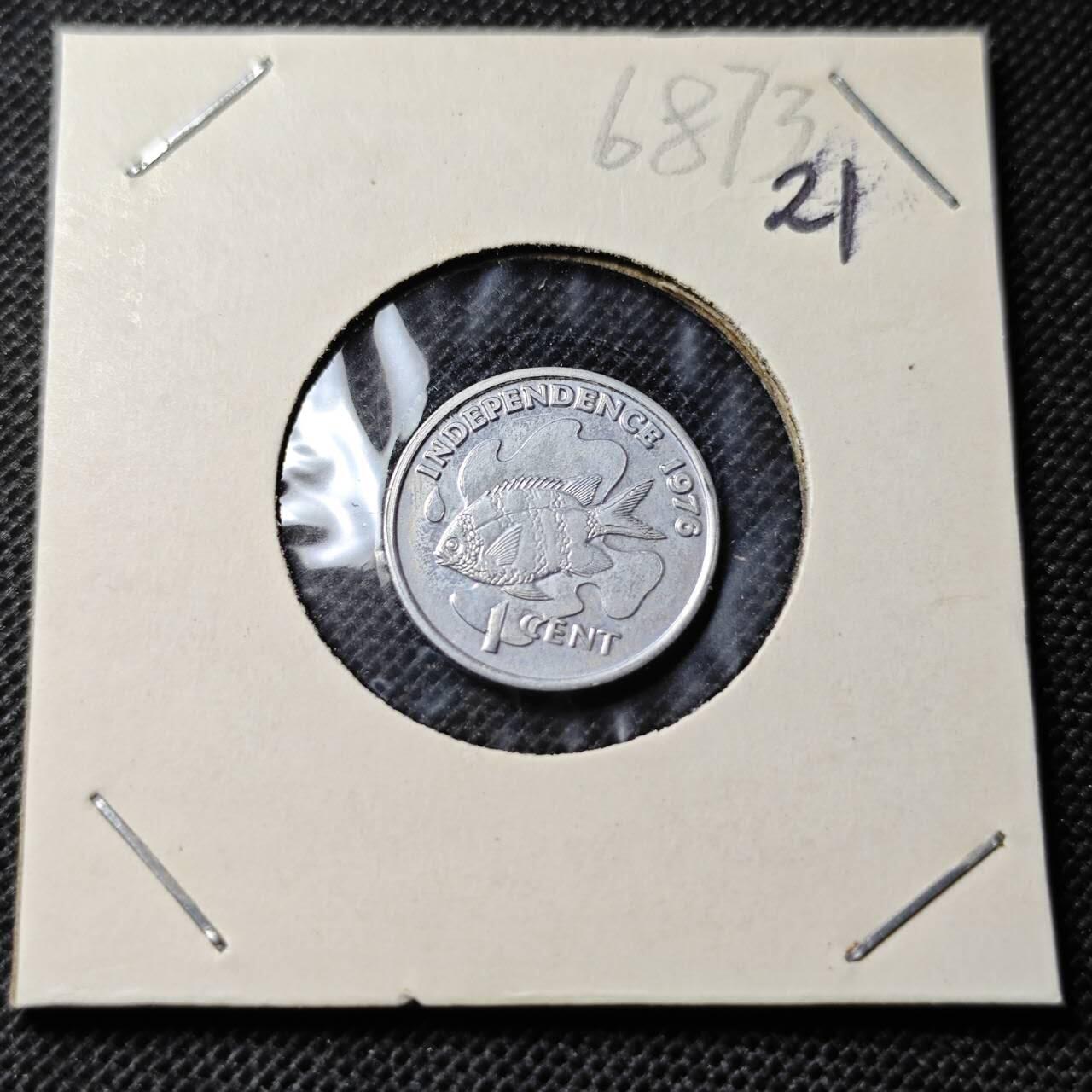 KK钱币收藏小铺  第368场  2月预留时间 周末发货  1976塞舌尔1分 好品