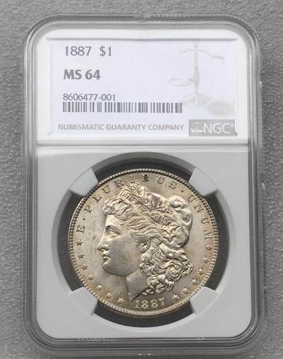 世界钱币专场拍卖 每周二开拍 - NGC MS64分1887年美国摩根女神一美元银币