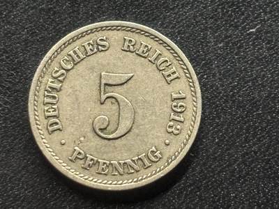 邮泉阁限时拍卖第三十五场 德国硬币专场（硬币在国外。请付邮费6元。） - 德意志帝国1913年5芬尼G版