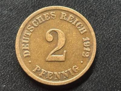 邮泉阁限时拍卖第三十五场 德国硬币专场（硬币在国外。请付邮费6元。） 德意志帝国1912年2芬尼D版