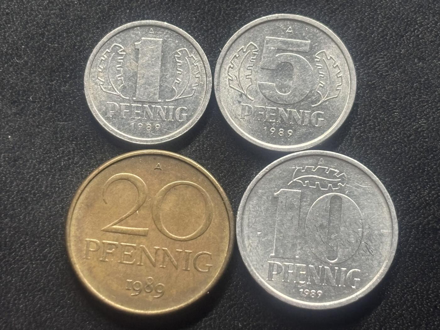 邮泉阁限时拍卖第三十五场 德国硬币专场（硬币在国外。请付邮费6元。） 东德（德意志民主共和国）1989年4枚