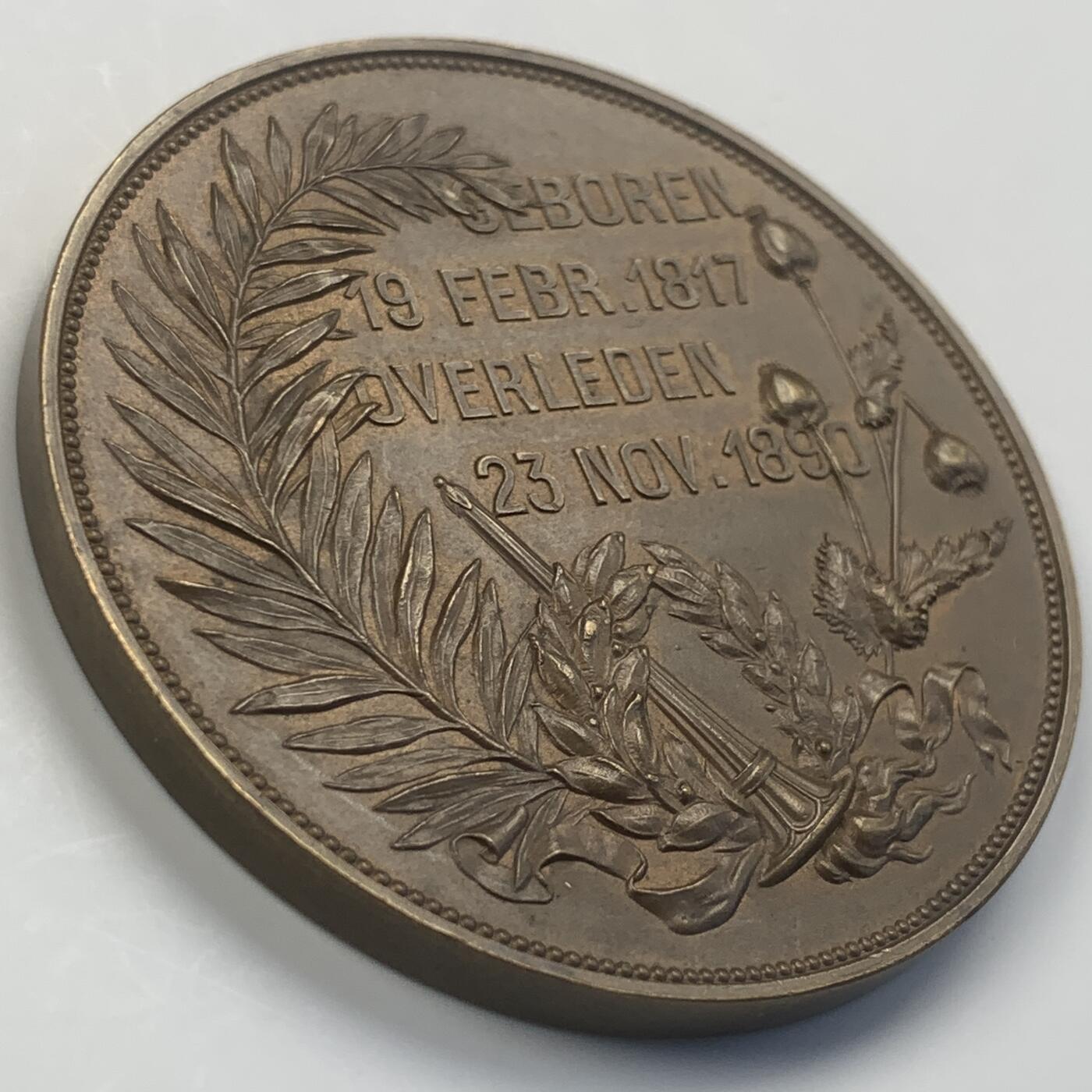 掌中浮雕-藏着的欧洲第041场 1890年荷兰国王威廉三世纪念铜章，53mm