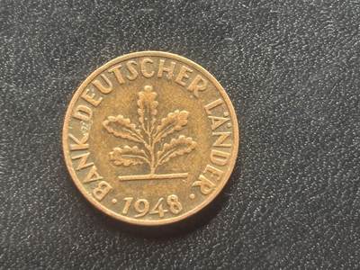 邮泉阁限时拍卖第三十五场 德国硬币专场（硬币在国外。请付邮费6元。） - 西德（联邦德国）1948年1芬尼J版