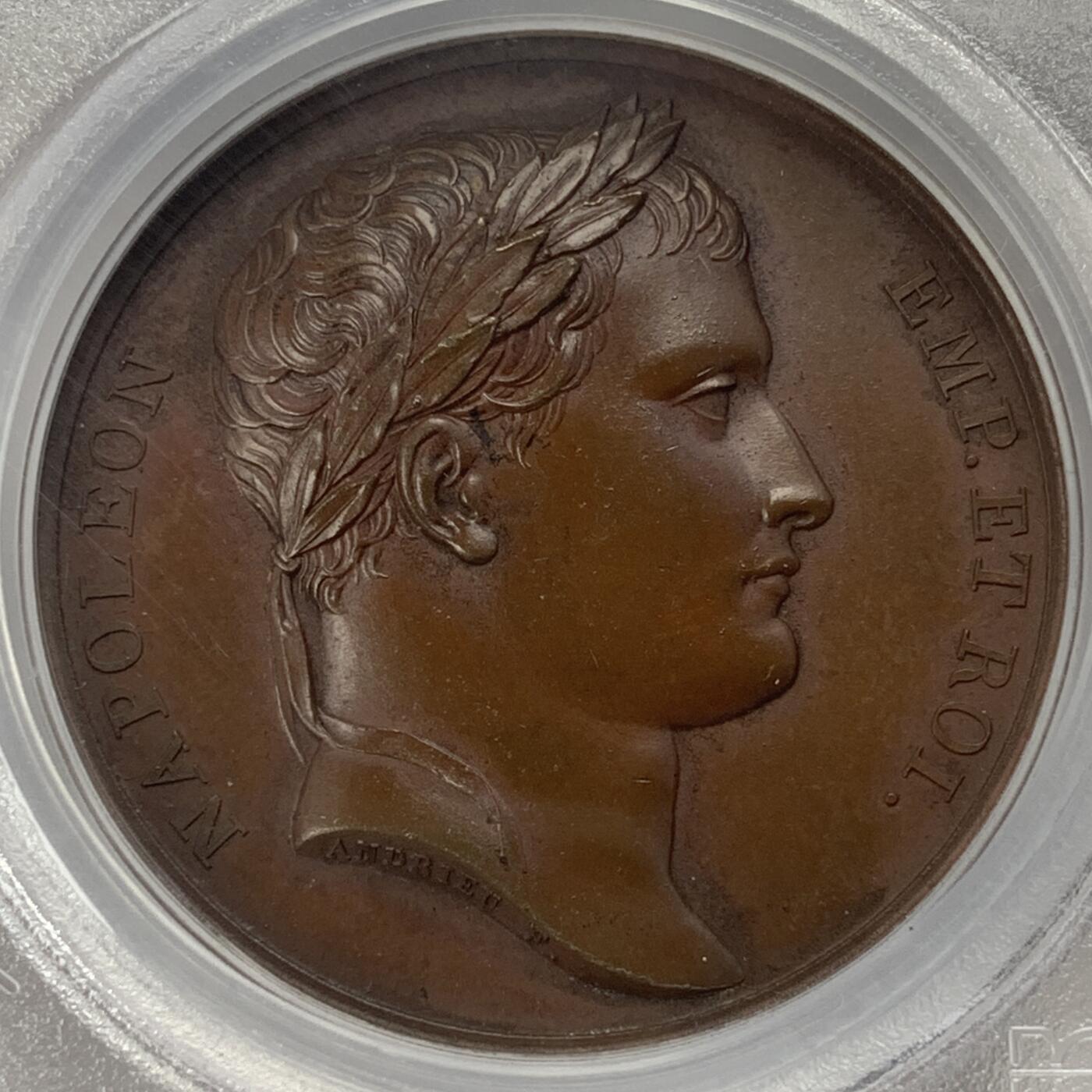 掌中浮雕-藏着的欧洲第041场 PCGS SP64 ：1805年拿破仑夺取维也纳和普雷斯堡铜章，40mm