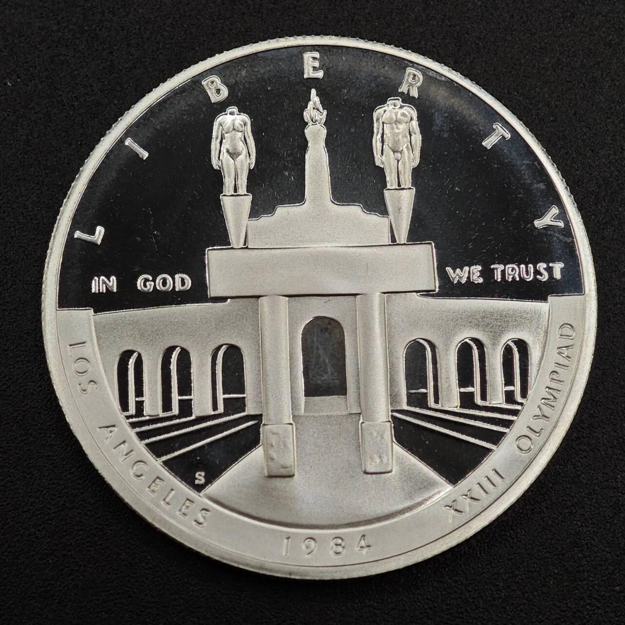 【淘币小摊】实时拍第七百九十五拍   银币套币场   满百包邮可预留二周 每周一统一发货   美国1984年洛杉矶奥运会一美元精制银币重26.7克900银 银价265