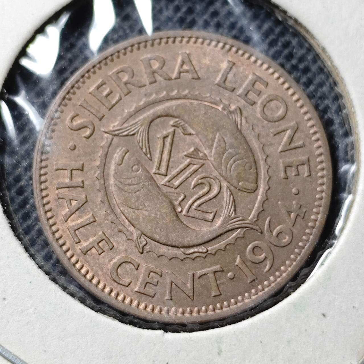 KK钱币收藏小铺  第368场  2月预留时间 周末发货  1964塞拉利昂0.5分铜币