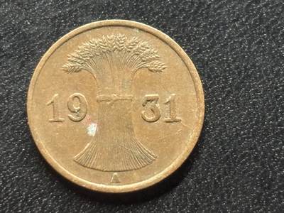 邮泉阁限时拍卖第三十五场 德国硬币专场（硬币在国外。请付邮费6元。） - 德国魏玛共和国帝国马克1931年1芬尼A版