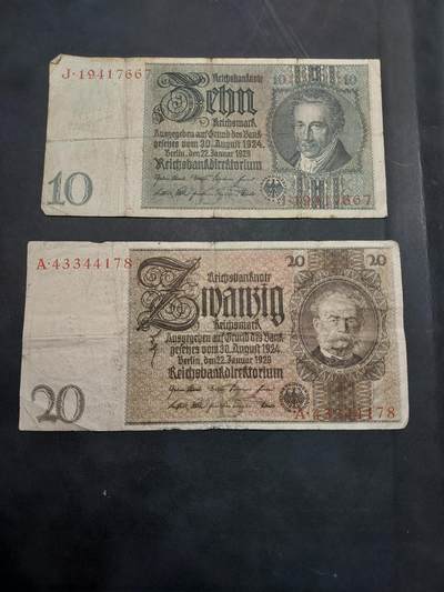 博彦收藏  11月15日 8点 钱币专场 - 德国旧版马克2张 流通品