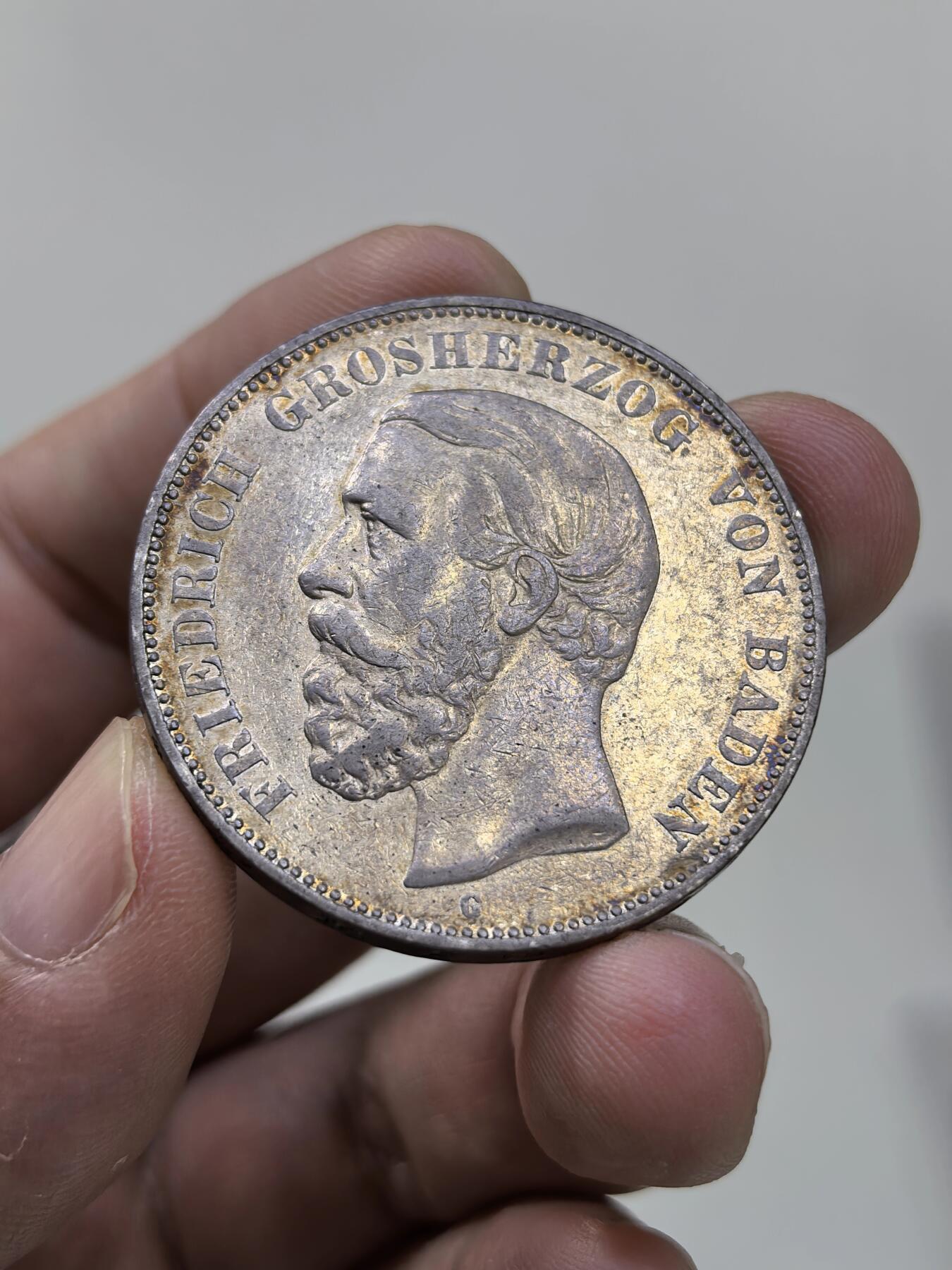 博洋堂世界钱币拍卖第146期（全场包邮） 德国巴登1875年弗里德里希一世5马克银币