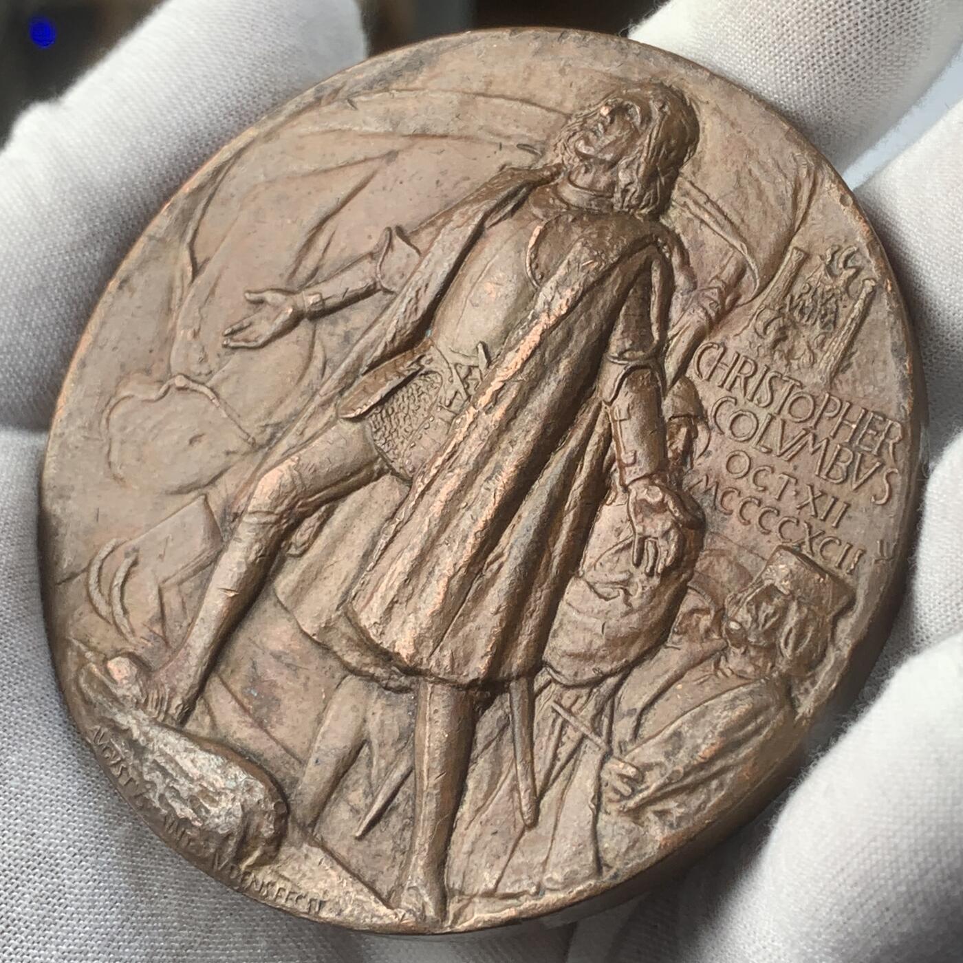 掌中浮雕-藏着的欧洲第041场 	1893年美国芝加哥博览会铜章，76mm