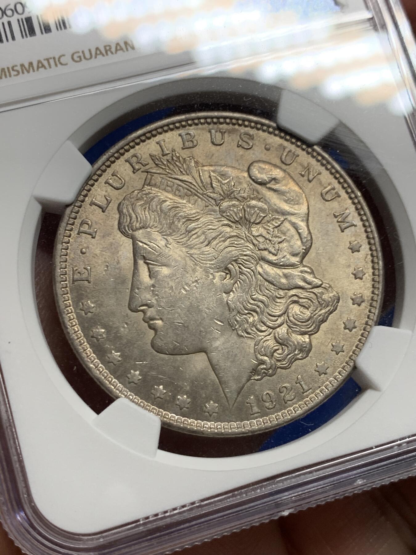 《竞宝斋》第437场 周日，周一2场连拍 （全场包邮） NGC MS62 美国1921年摩根一美元银币