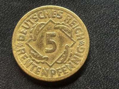 邮泉阁限时拍卖第三十五场 德国硬币专场（硬币在国外。请付邮费6元。） 德国魏玛共和国地租马克1924元5芬尼F版