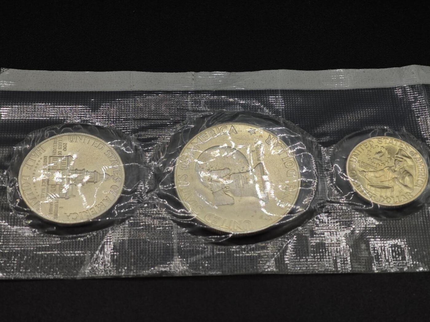 【淘币小摊】实时拍第七百九十五拍   银币套币场   满百包邮可预留二周 每周一统一发货   美国1976年建国200周年银币3枚套41.79克400银 纯银价184