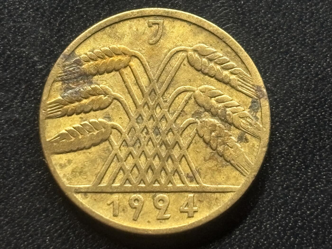 邮泉阁限时拍卖第三十五场 德国硬币专场（硬币在国外。请付邮费6元。） 德国魏玛共和国地租马克1924元10芬尼J版