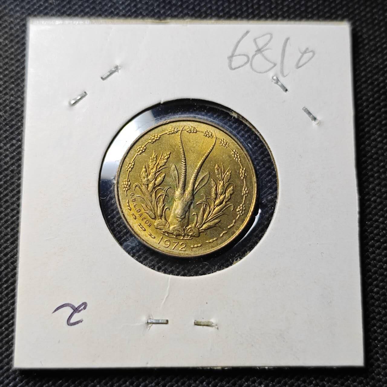 KK钱币收藏小铺  第368场  2月预留时间 周末发货  1972西非5法郎