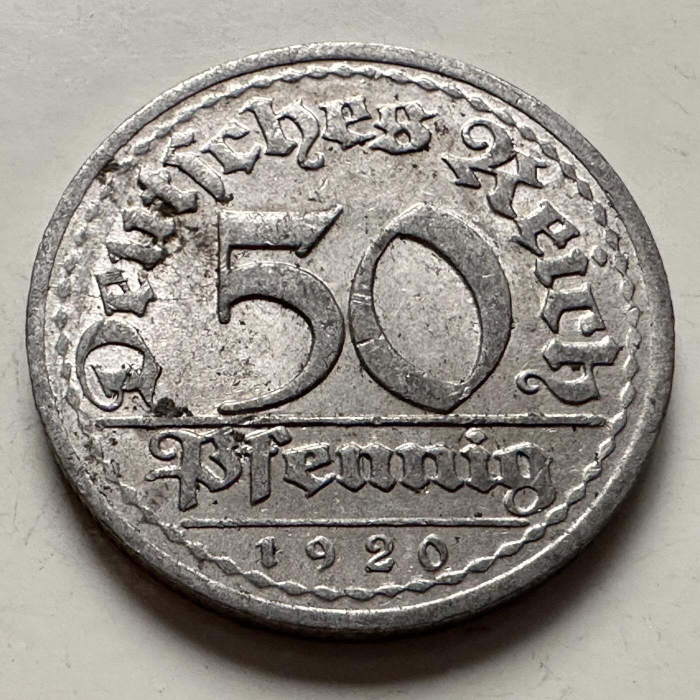 🌹外币初藏🌹🐯2025年第126场  每周二四六晚8️⃣点 接代拍 魏玛1920年50芬尼