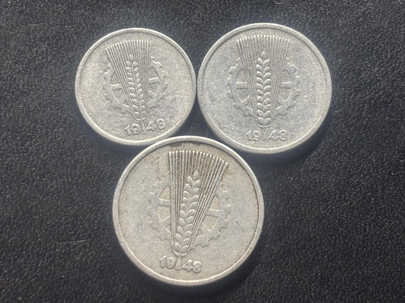 邮泉阁限时拍卖第三十五场 德国硬币专场（硬币在国外。请付邮费6元。） 东德（德意志民主共和国）1948年3枚